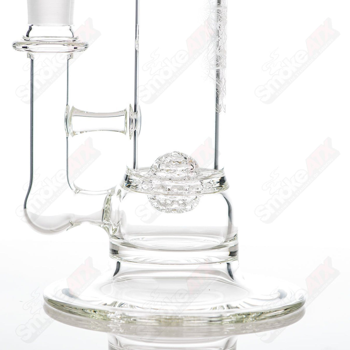 SoL Glassworks SoL45 Lace-Sphere straight glass tube with intricate lace-like design, clear glass construction.