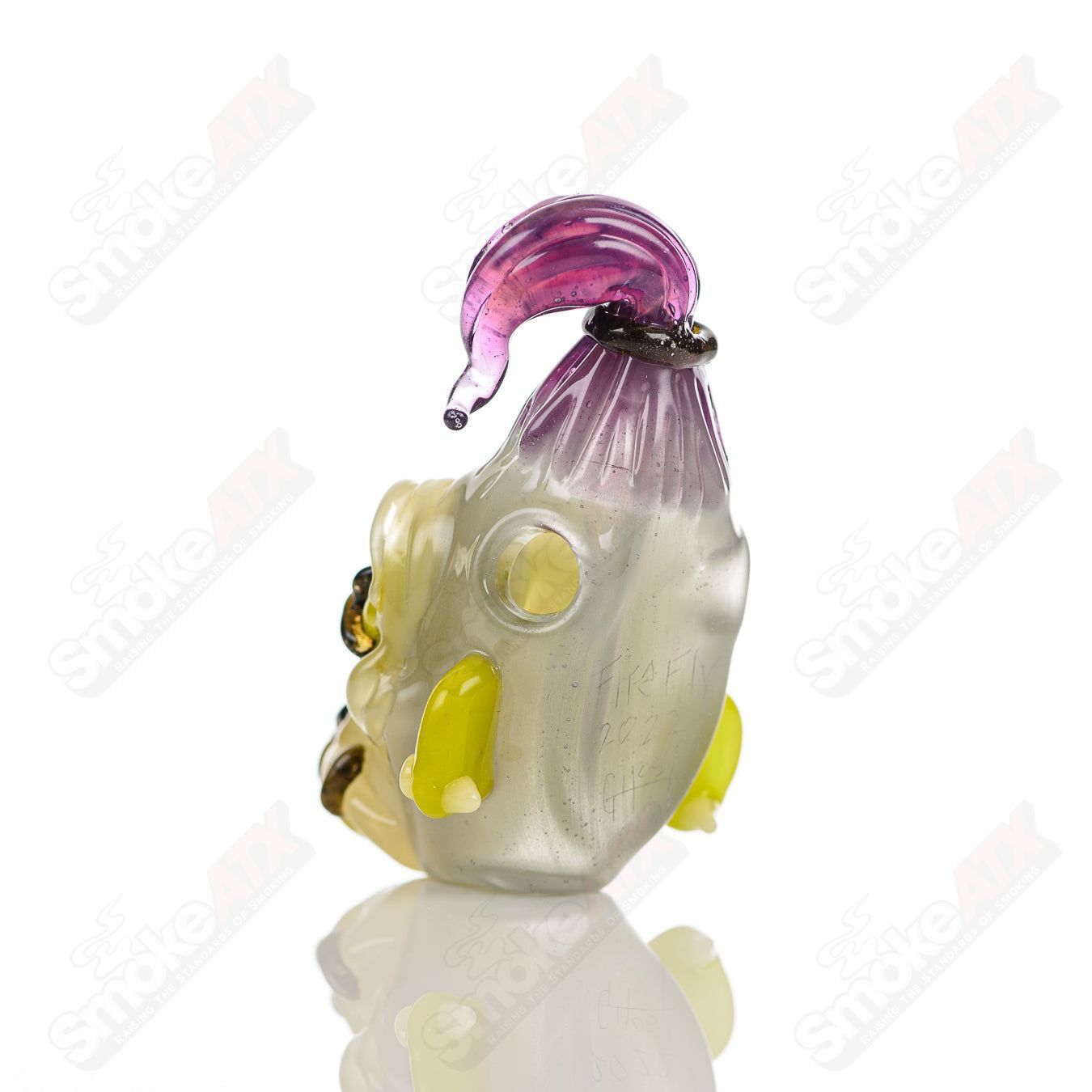 Stitched Gorilla Head Pendant Firefly x Ghost Glass - Smoke ATX