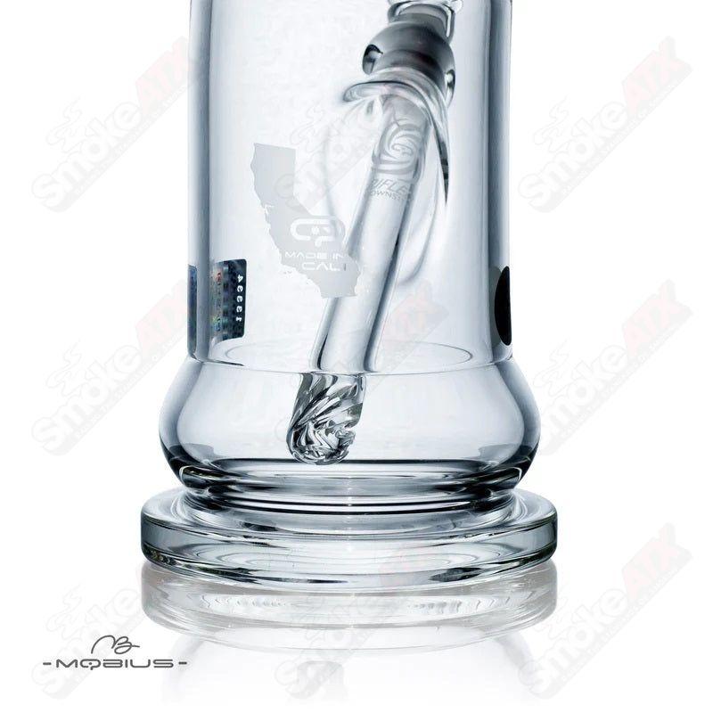 Mobius Strato Matrix V2 clear glass waterpipe with intricate design and sturdy construction for smooth smoking experience.