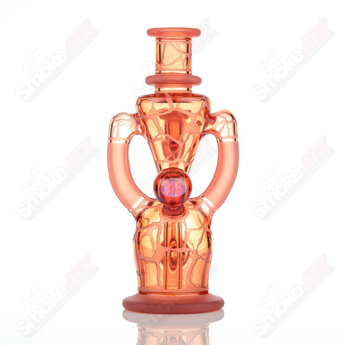Sun Stone single-color double-up rig by Rooster Glass, a heady glass concentrate rig with vibrant sunstone design and sturdy construction.