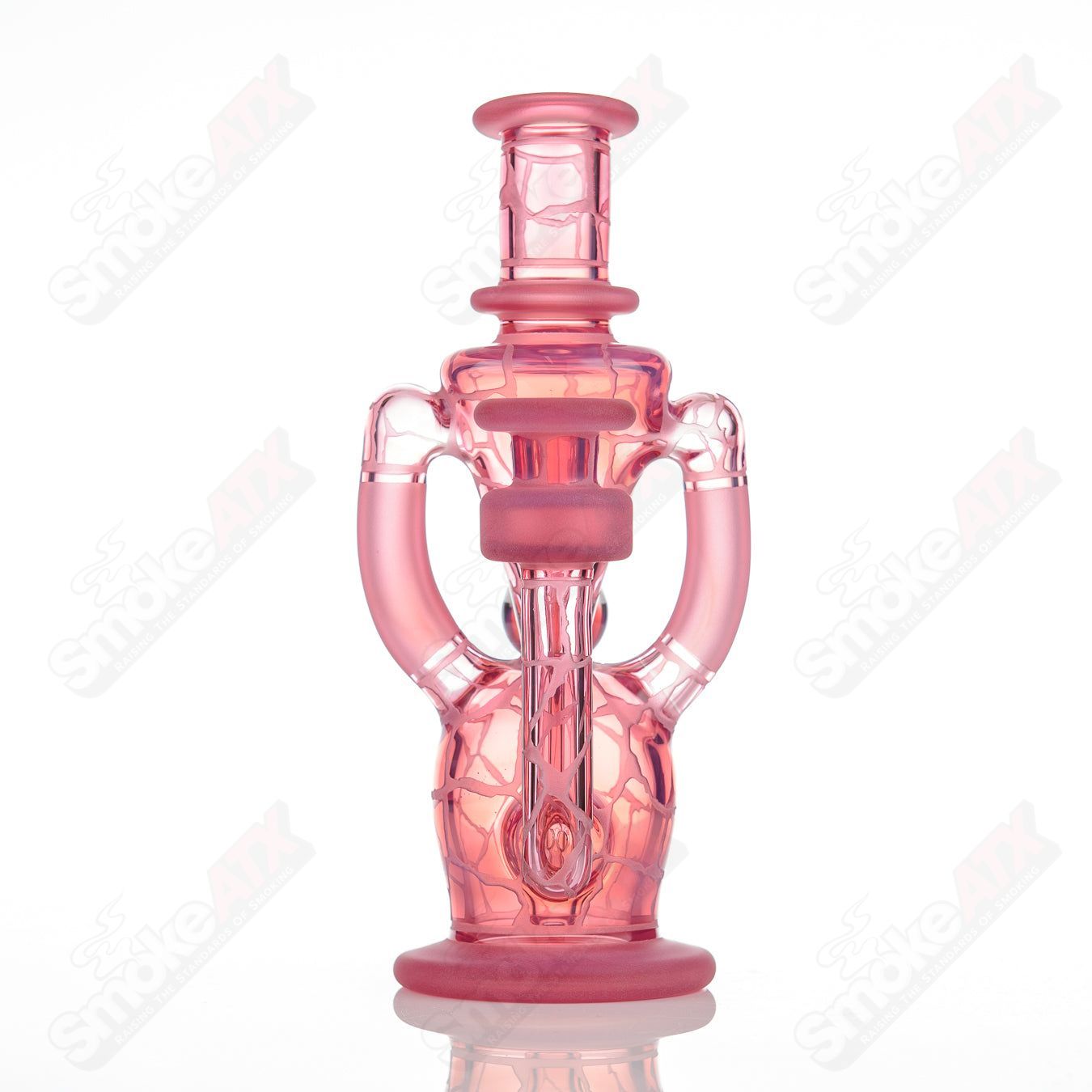 Telemagenta single-color double-up concentrate rig by Rooster Glass, heady glass with vibrant glasswork and sturdy design.