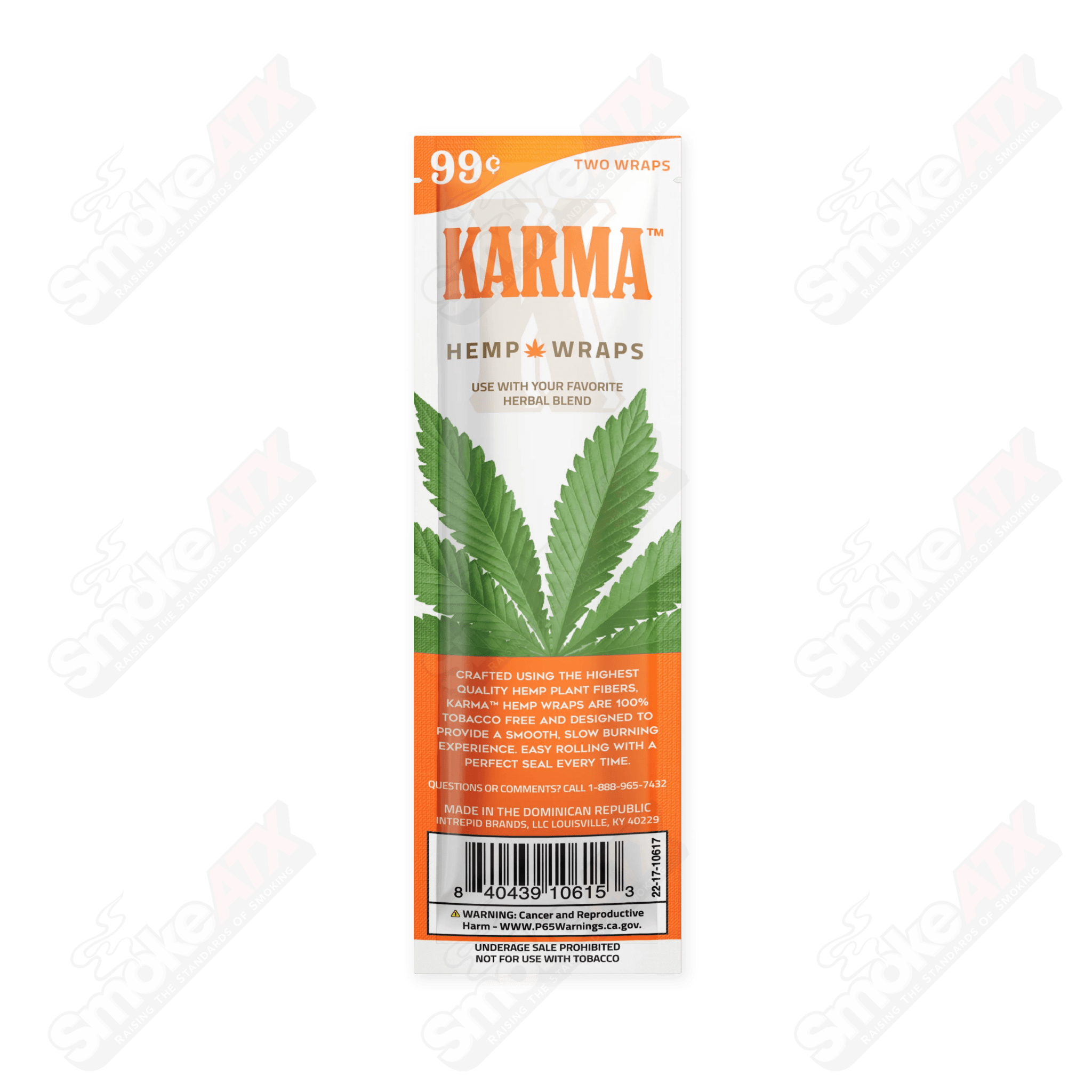 Karma Tropic Trip Hemp Wraps for tobacco, featuring vibrant tropical-style packaging with hemp wraps inside.