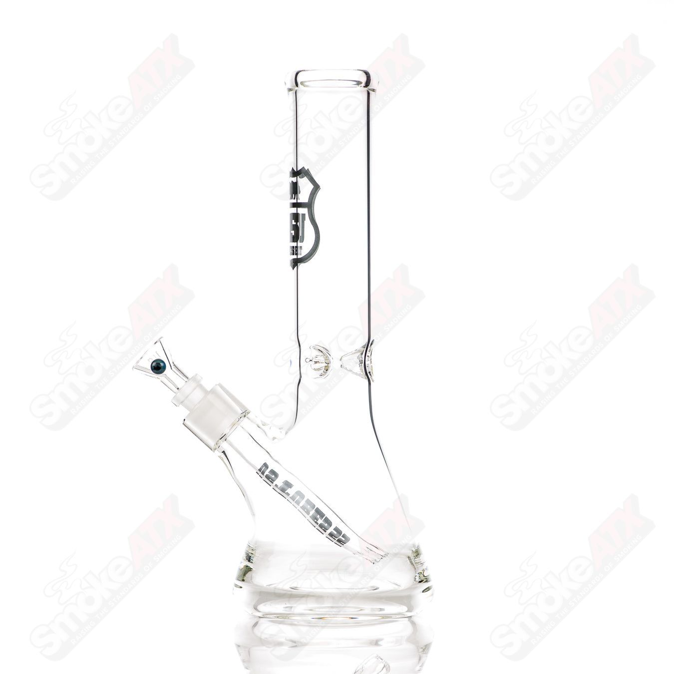 Us Tubes Beaker 12" 50x5 - Constriction - Black Highway Decal - Smoke ATX