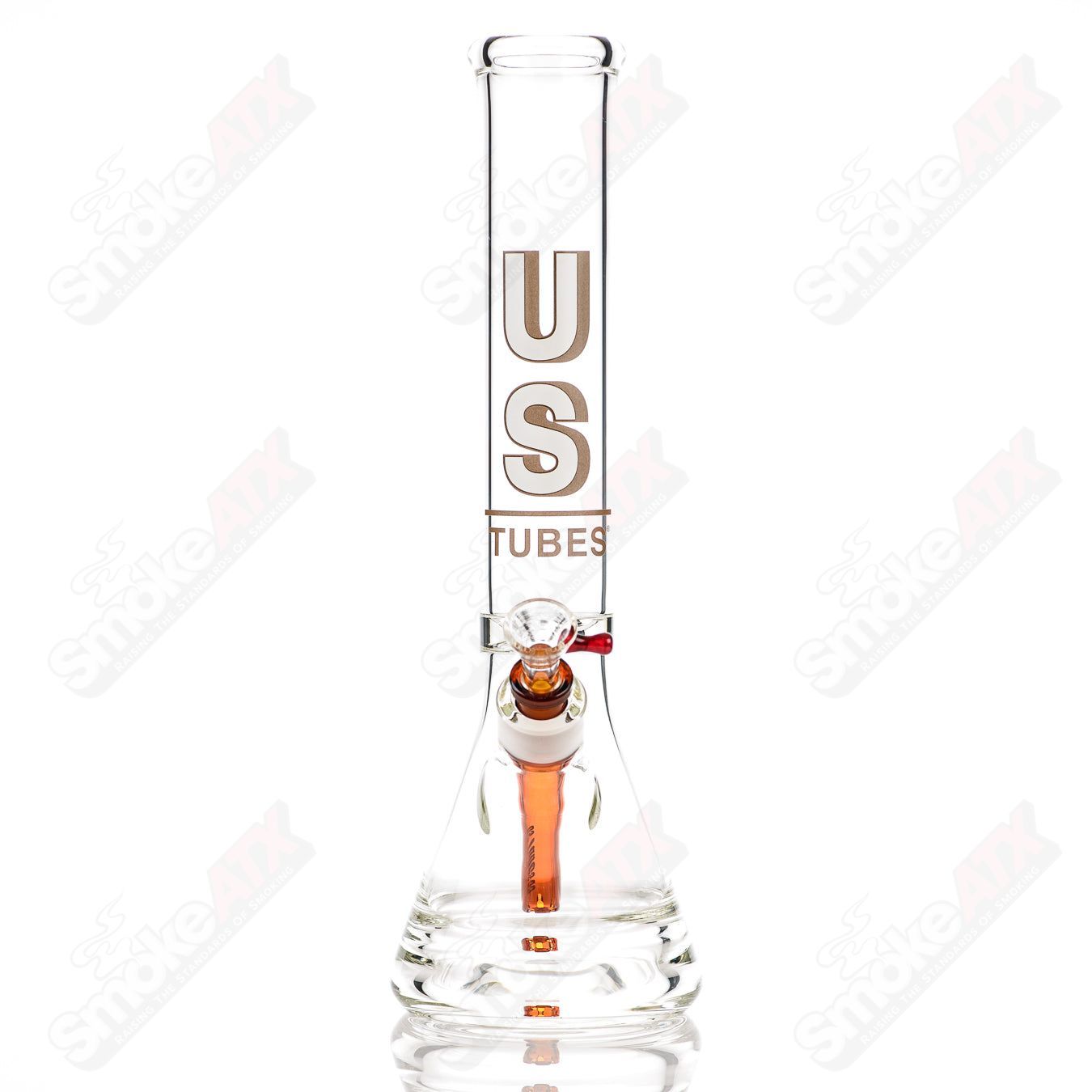 US Tubes Beaker 14" 50x5 - Constriction - Brown Shadow Decal - Smoke ATX