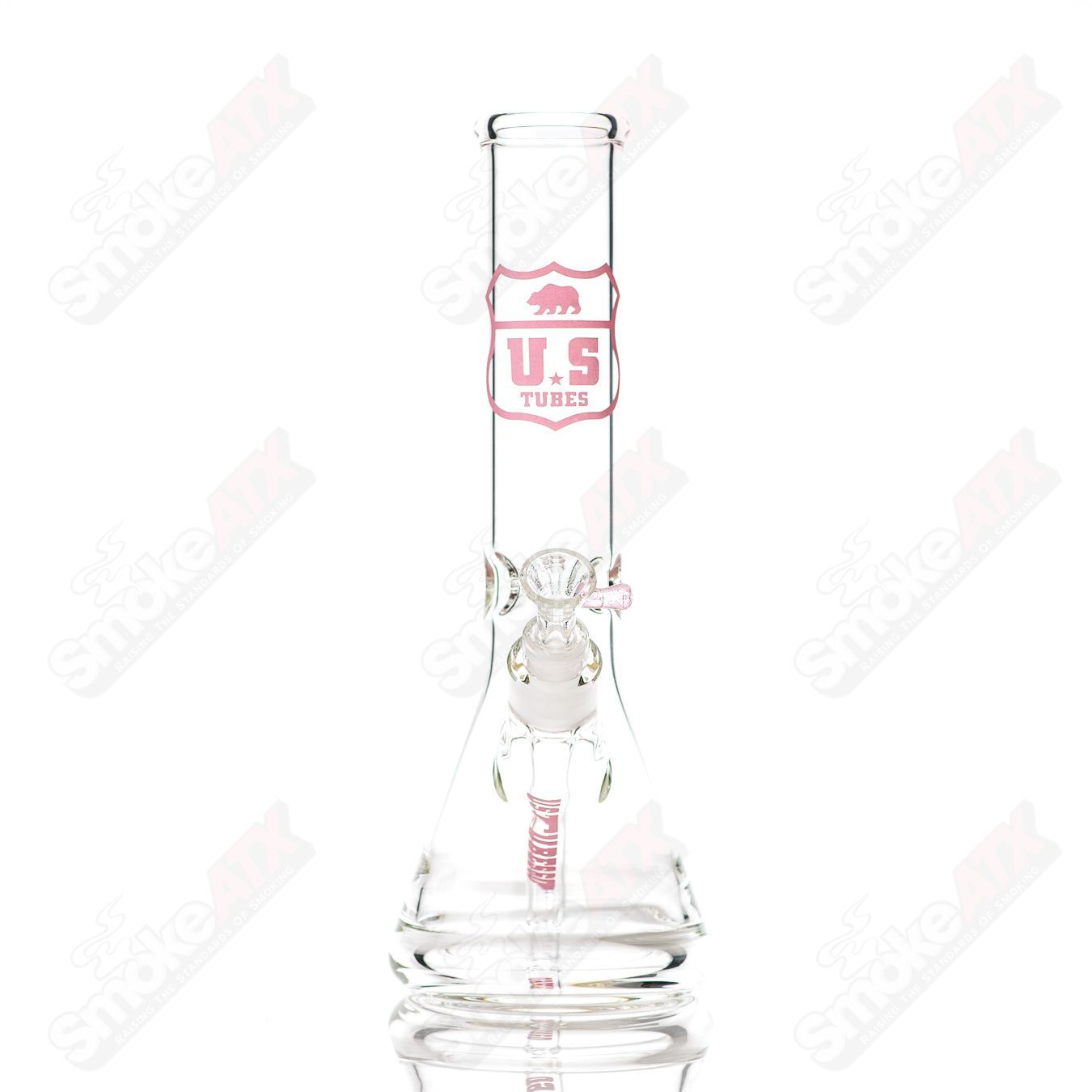 US Tubes Beaker 50X5 12" Constriction - Pink Highway Decal - Smoke ATX