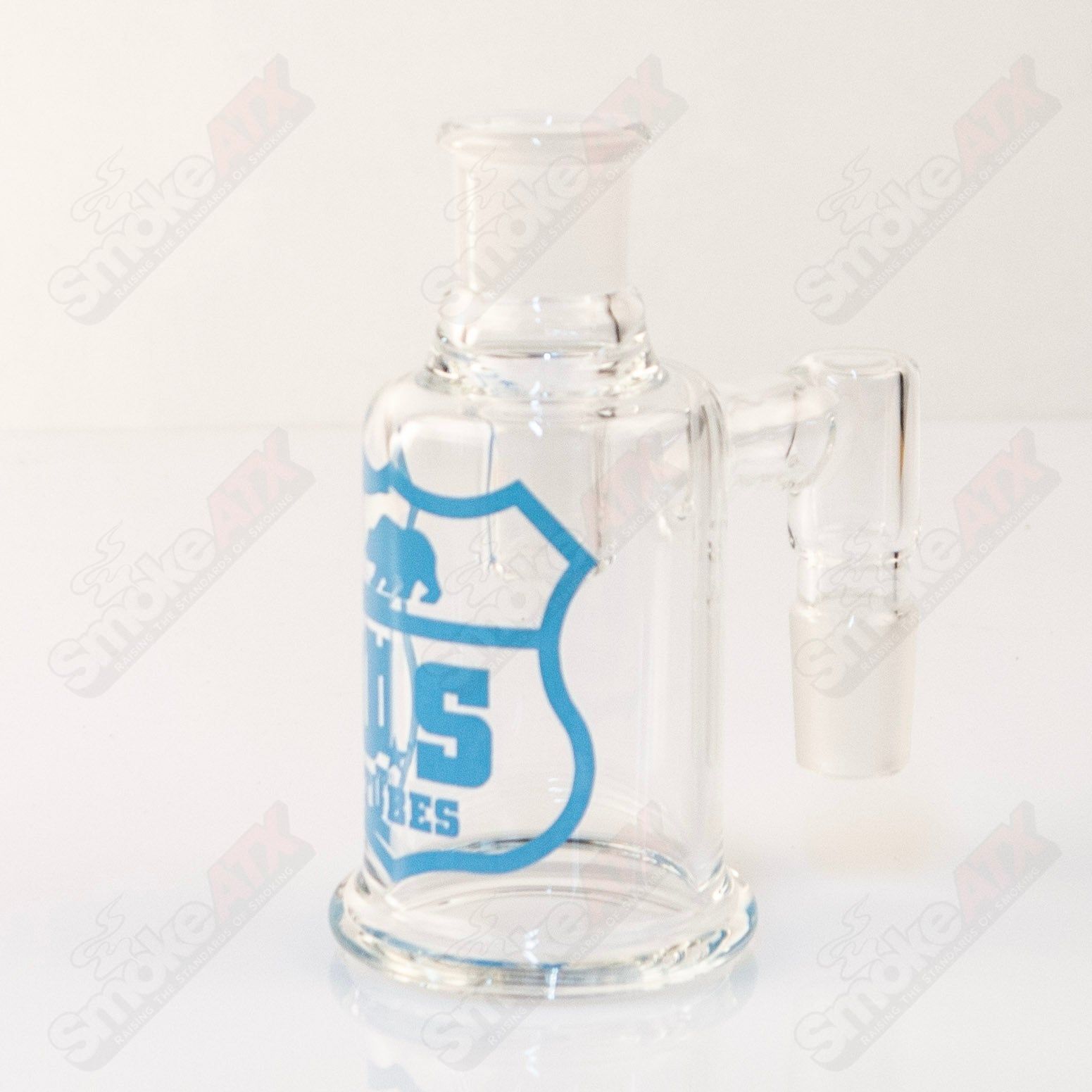 US Tubes Dry Catcher 18mm 90° - Light Blue Shield Decal - Smoke ATX