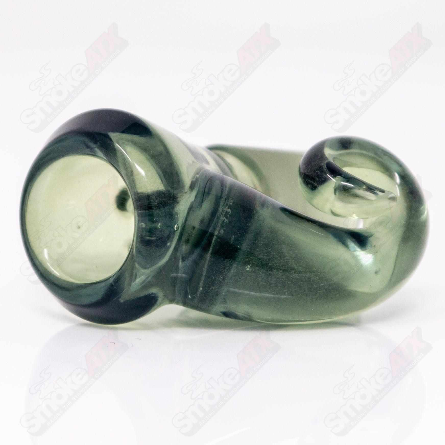 UV CFL Iced Potion Black T Glass 18mm fully worked slide for Heady Glass bowls by Smoke ATX, featuring vibrant UV-reactive design.