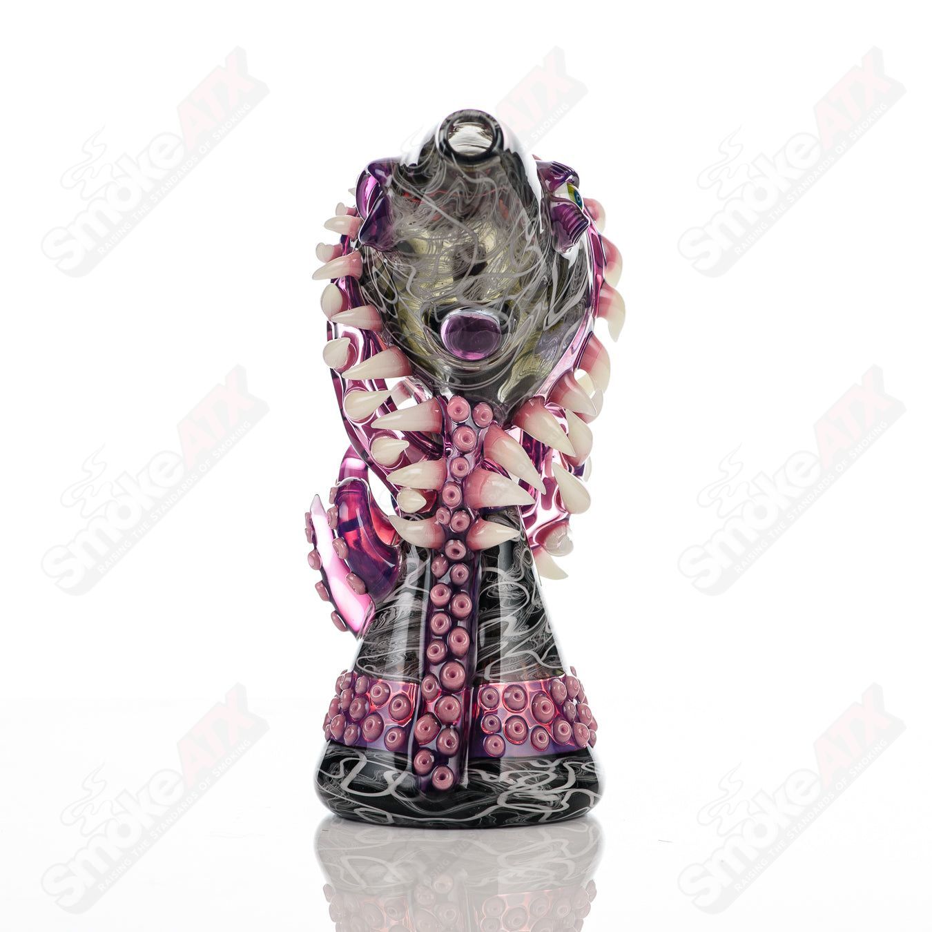 Salt Glass UV ReCurl concentrate rig with Scomo Moanet and Salt Grail, featuring vibrant UV-reactive glass and intricate design.