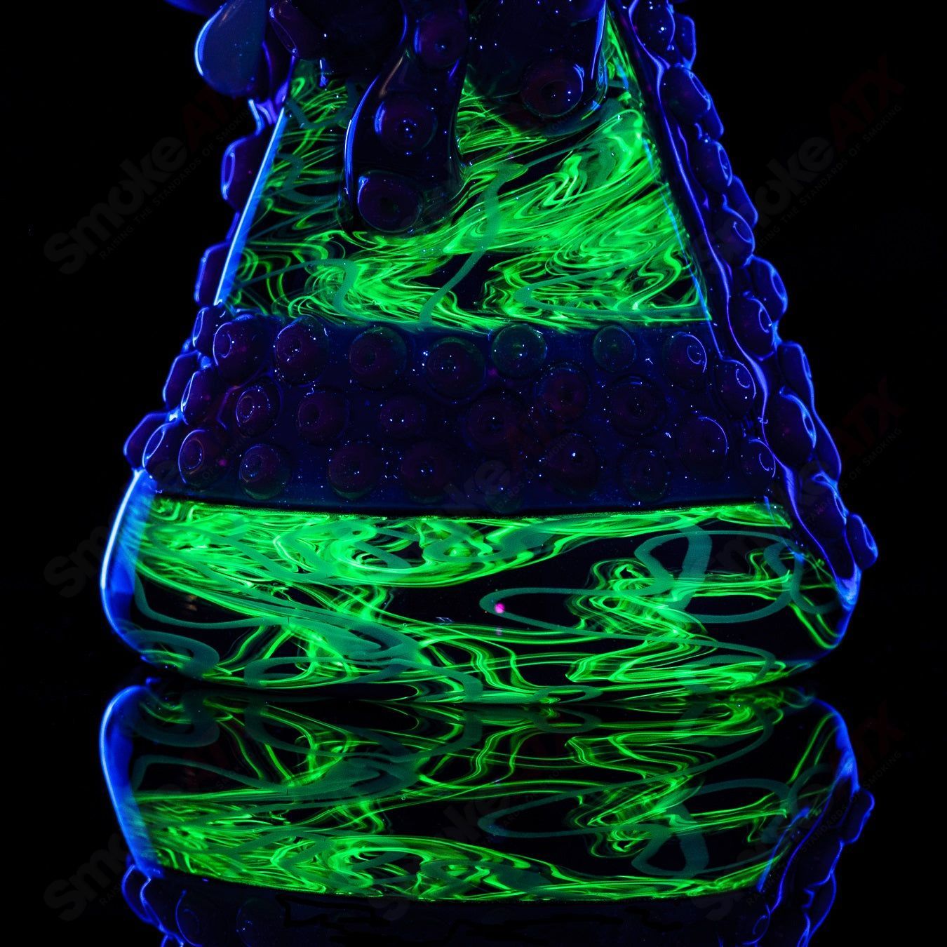 Salt Glass UV ReCurl by Scomo Moanet concentrate rig with Toro and Salt Grail, featuring vibrant heady glass design and UV accents.
