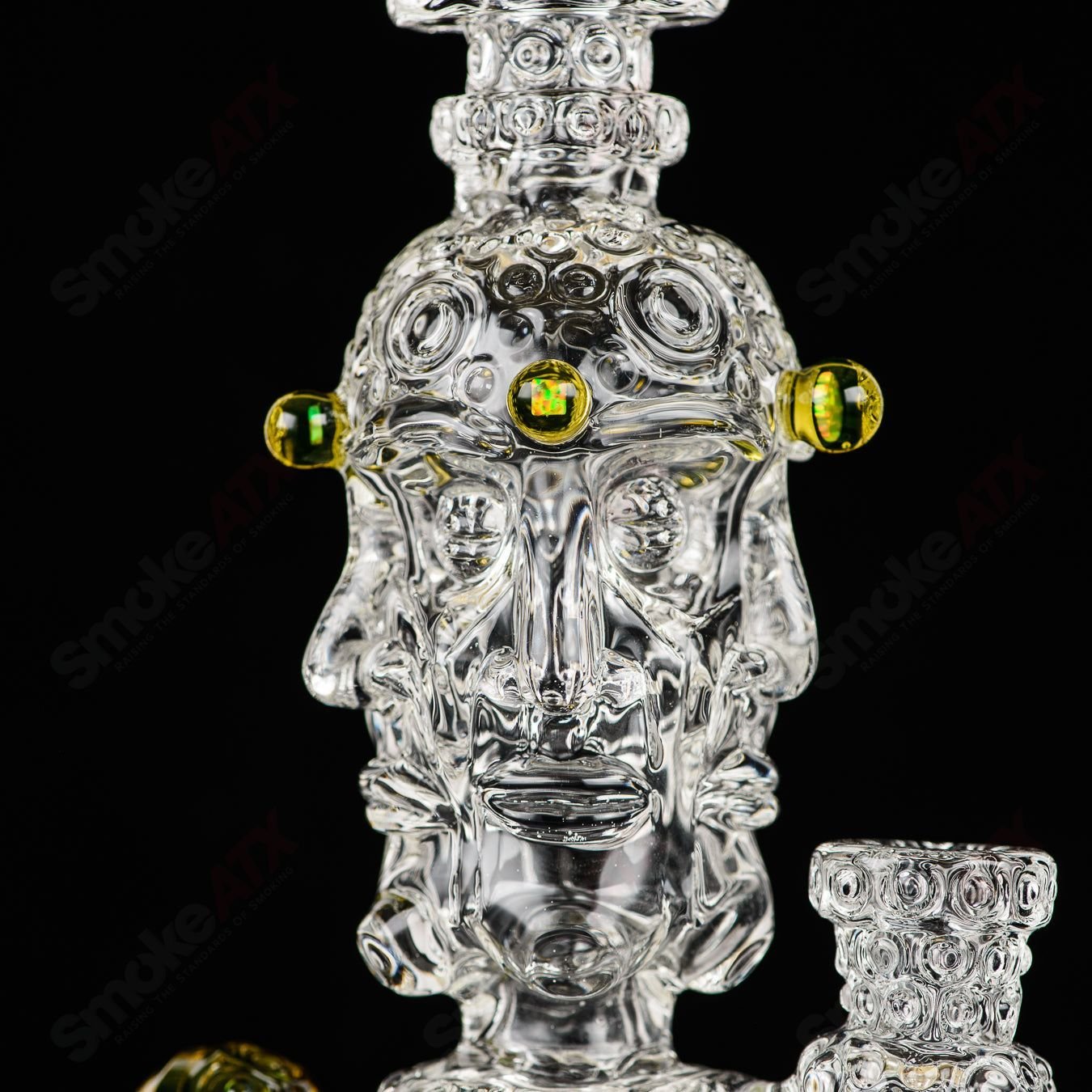 UV Watch Tower concentrate rig by Shane Smith, Heady Glass piece with vibrant UV-reactive accents and intricate glasswork design.