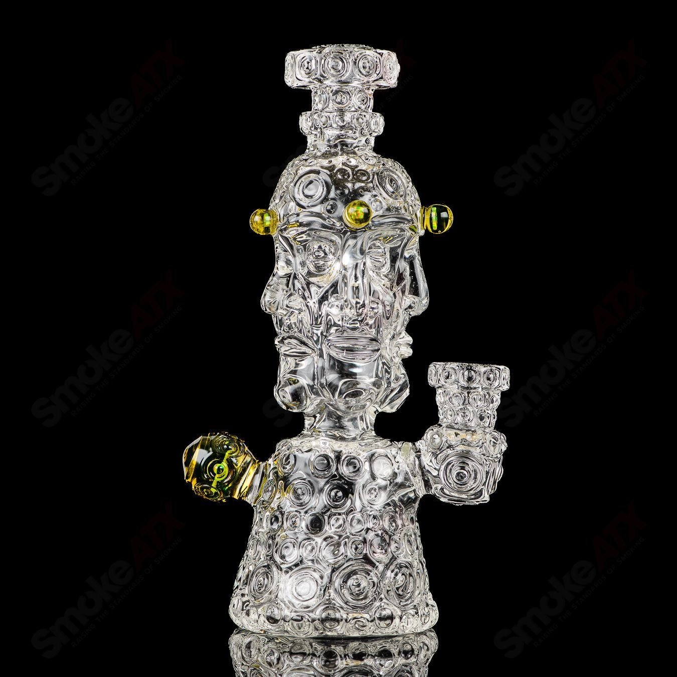 UV Watch Tower by Shane Smith Heady Glass concentrate rig with vibrant UV-reactive glass and intricate design.
