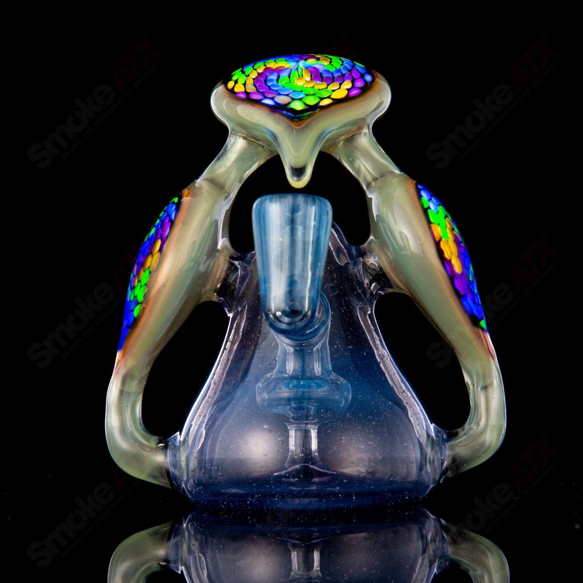 BCM Glass UV+CFL Dual Uptake Recycler, heady glass recycler with intricate glasswork and dual intake design.