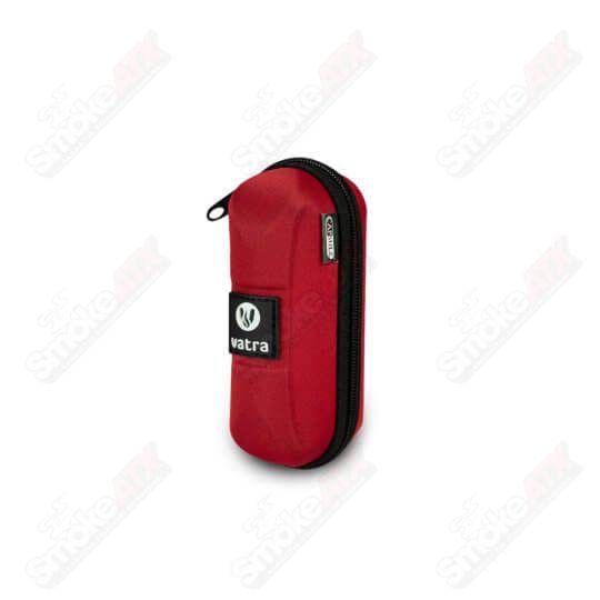 Red Vatra Bags 4-inch capsule protection case with secure lid for storage and safeguarding small valuables or accessories.