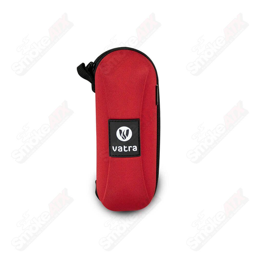 Red Vatra Bags 6-inch capsule protection case for storing and protecting small electronic devices or accessories.