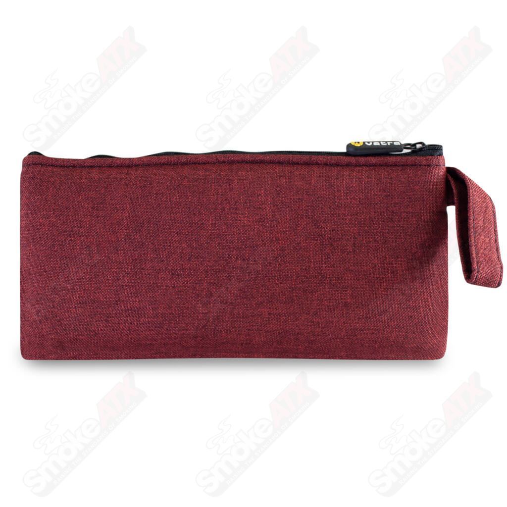 Vatra Bags woven burgundy V24 8-inch zip pouch, a protective case with a textured woven design and zipper closure.