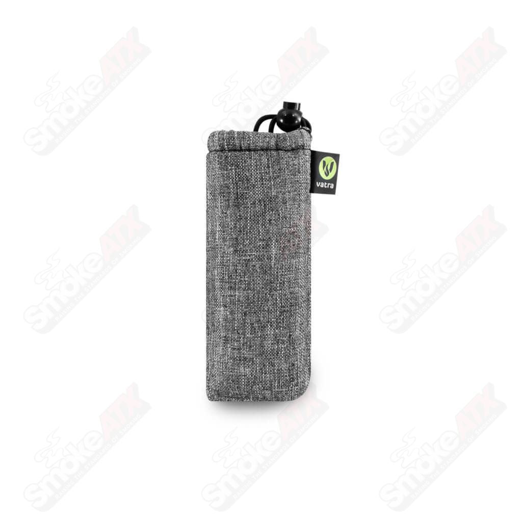 Gray woven Vatra Bags V02 5.5-inch drawstring protection case with soft interior and durable exterior for secure storage.