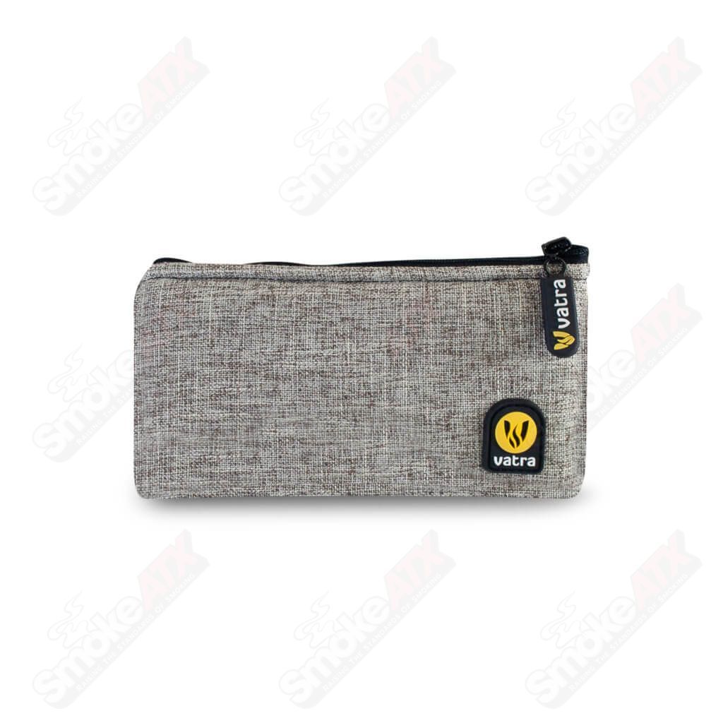 Vatra Woven Khaki Brown V16 6.5-inch zip pouch, protective case with woven fabric design and compact size.