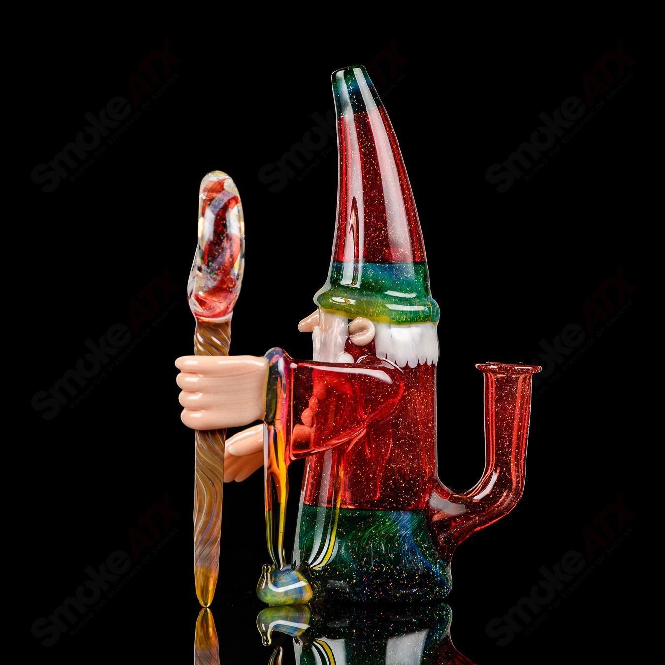 Phil Siegel Wizard Rig Classic, a heady glass concentrate rig with intricate designs and a wizard theme, by Phil Siegel Glass.
