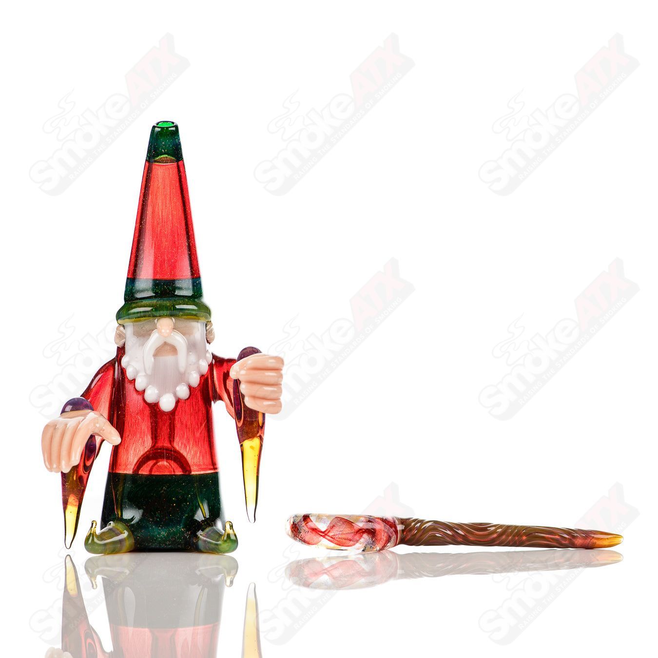 Phil Siegel Wizard Rig Classic heady glass concentrate rig with intricate design and clear glass construction.