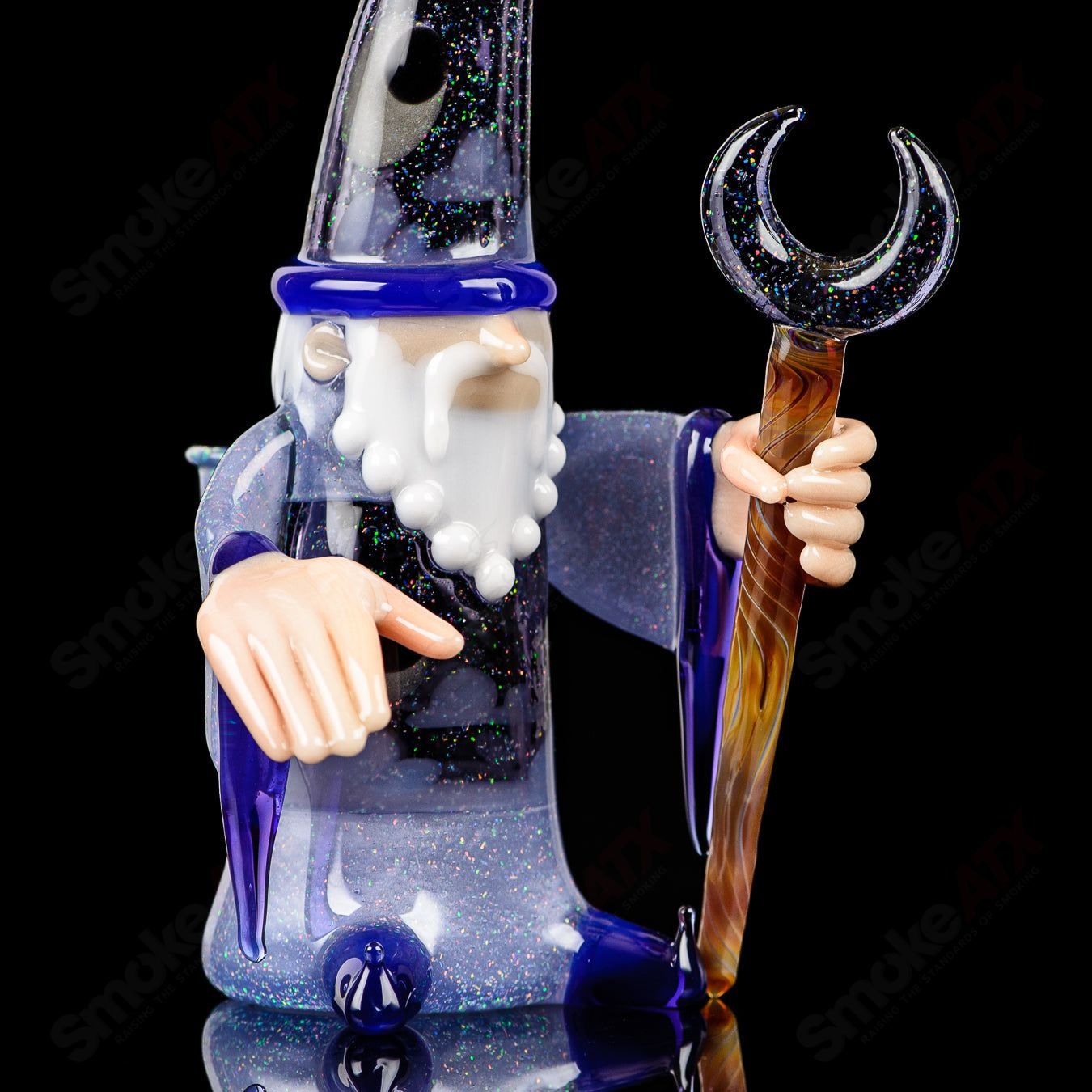 Phil Siegel Wizard Rig Stargazer heady glass concentrate rig with intricate design and vibrant colors.