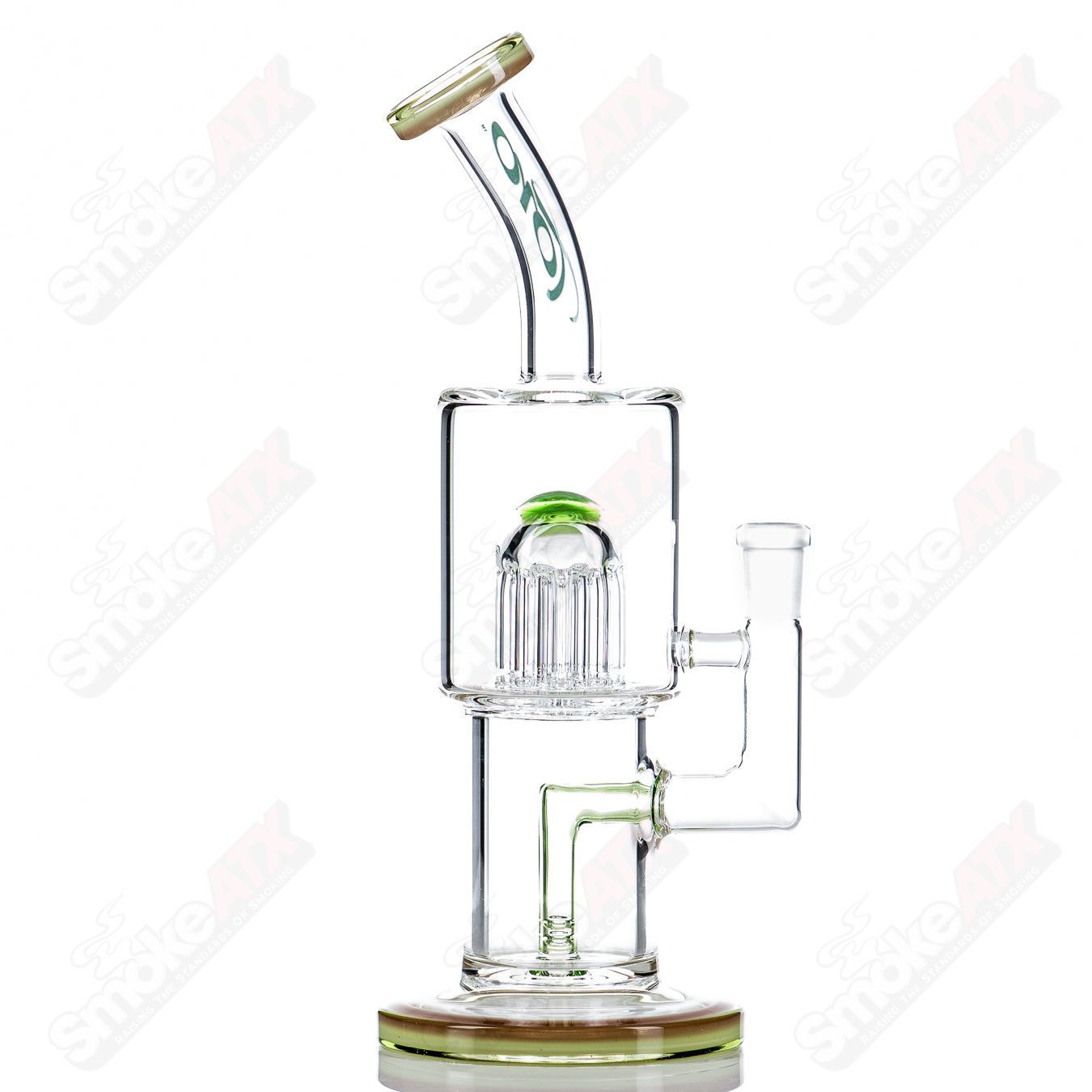 Toro Glass 10mm double macro concentrate rig with colorful caps, heady glass design for enhanced concentrate vaporization.
