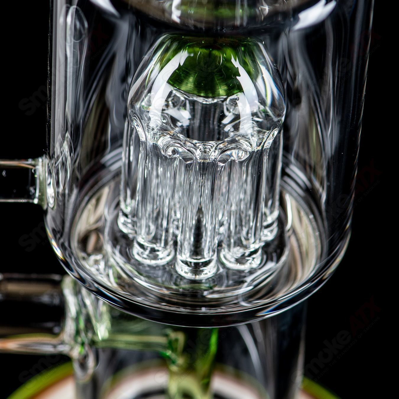 Toro Glass 10mm double macro concentrate rig with colorful caps, heady glass design for enhanced concentrate vaporization.