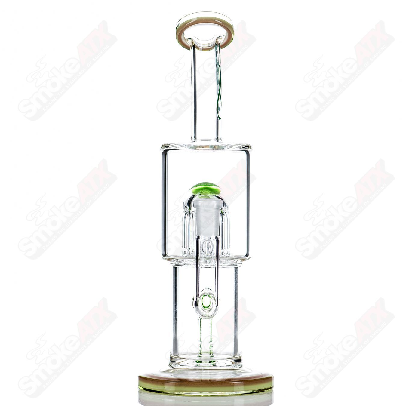 Toro Glass 10mm Double Macro concentrate rig with colorful caps, clear glass body, and intricate heady glass design.