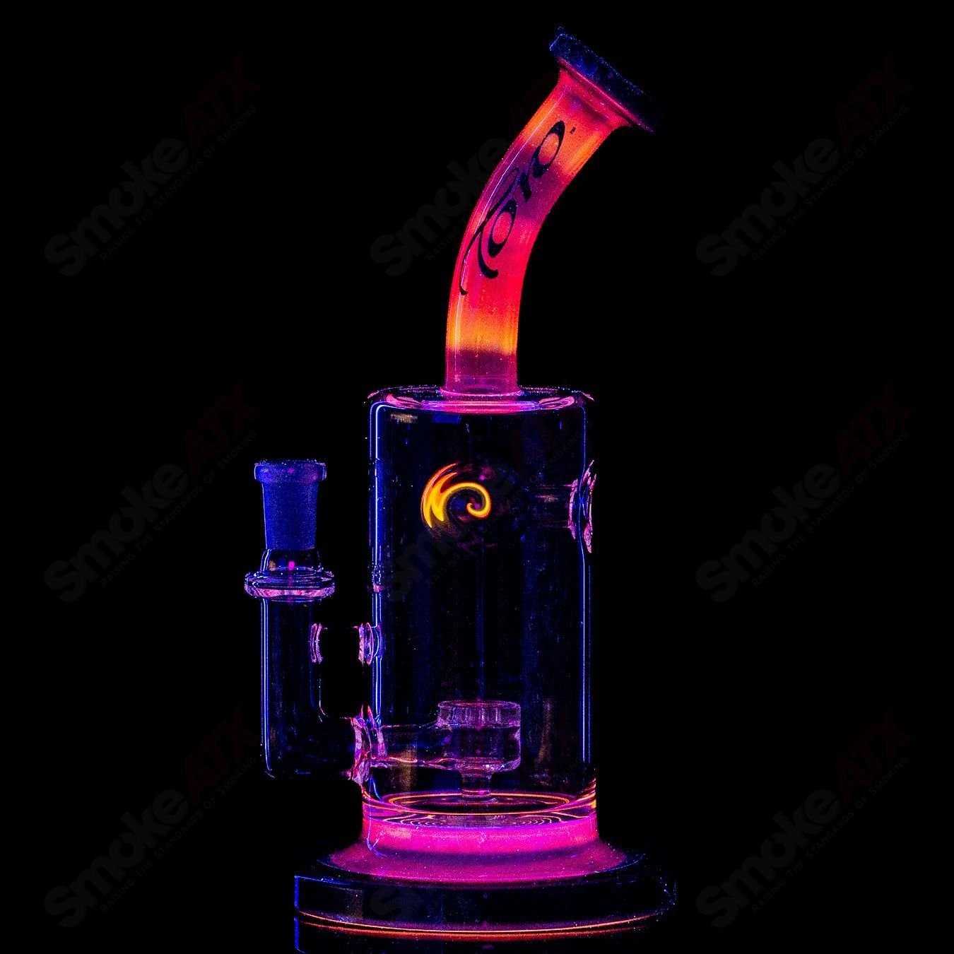 Toro Jetperc 10mm full-color foot/mouthpiece for concentrate rig, featuring vibrant glass design by Toro Glass.
