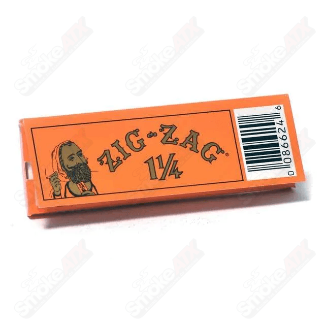 Zig Zag French Orange Zig Zag rolling papers in 1 1/4 size with vibrant orange design for smooth rolling sessions.