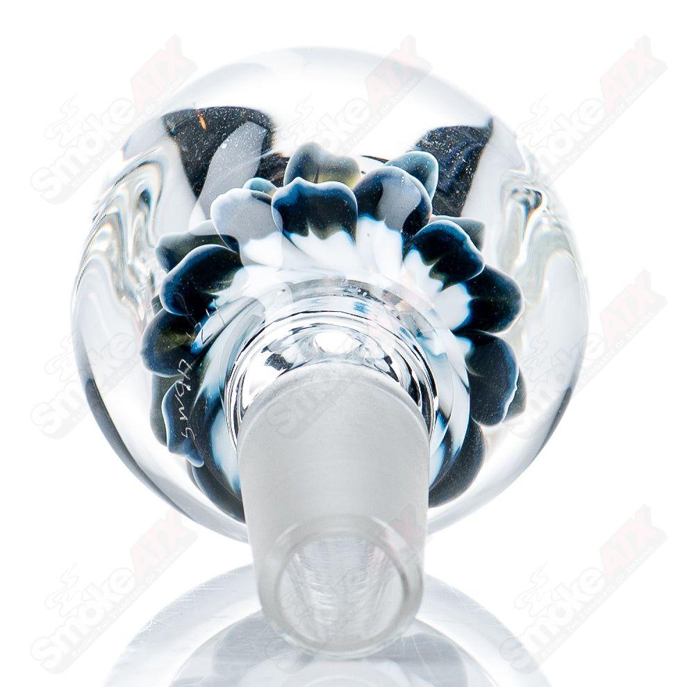 14mm Flower Marble Bowl by Swan Glass, a colorful heady glass bowl with floral and marble designs, suitable for smoking accessories.