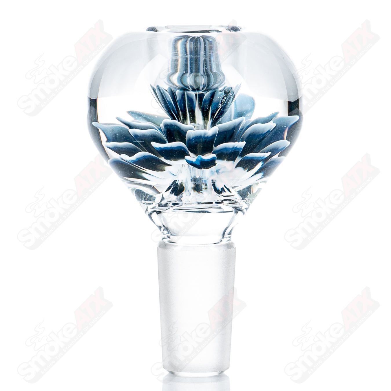 14mm Flower Marble Bowl by Swan Glass, a colorful heady glass bowl with floral marble design, featuring a clear glass construction.