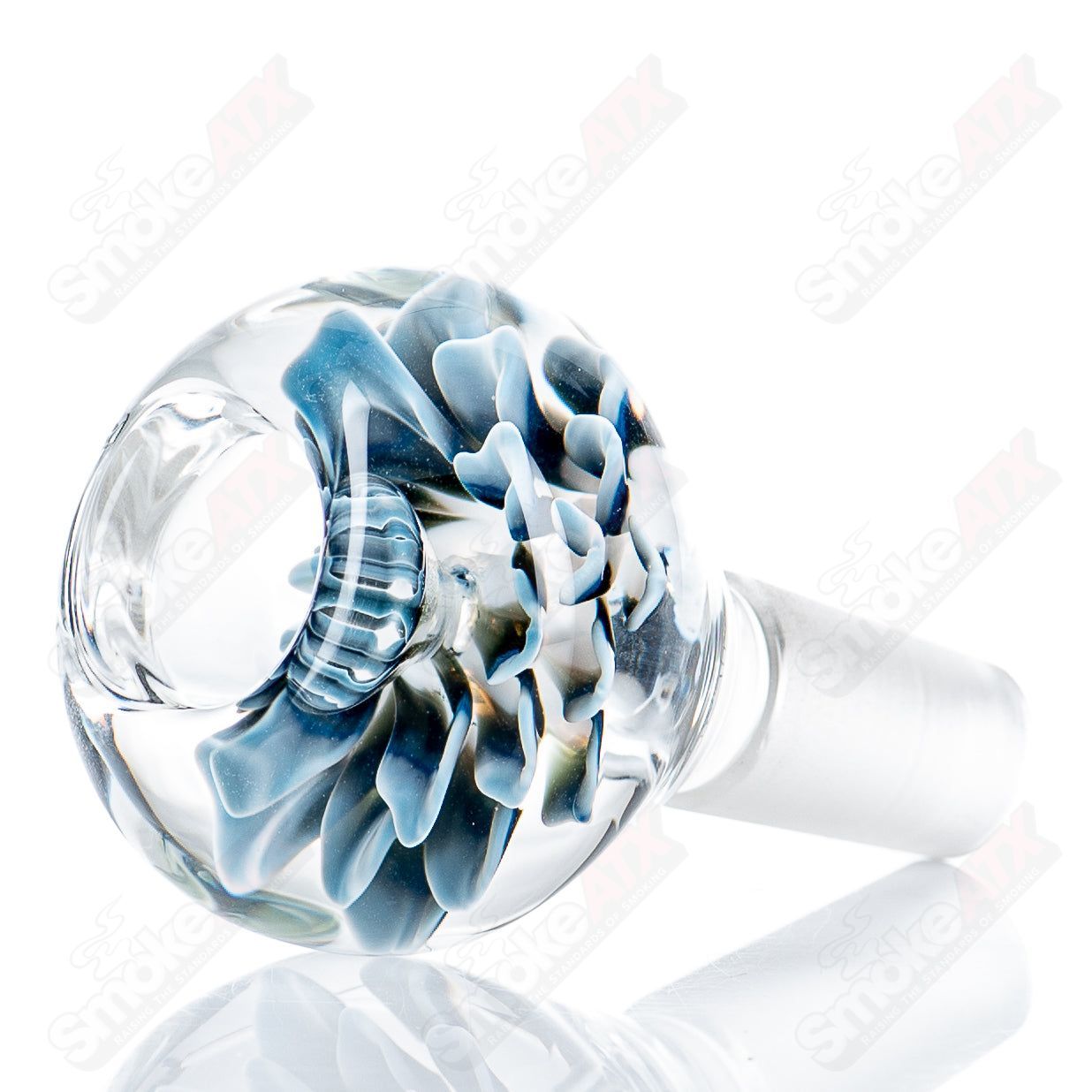 14mm Flower Marble Bowl by Swan Glass, a colorful heady glass bowl featuring a floral marble design and transparent glass body.