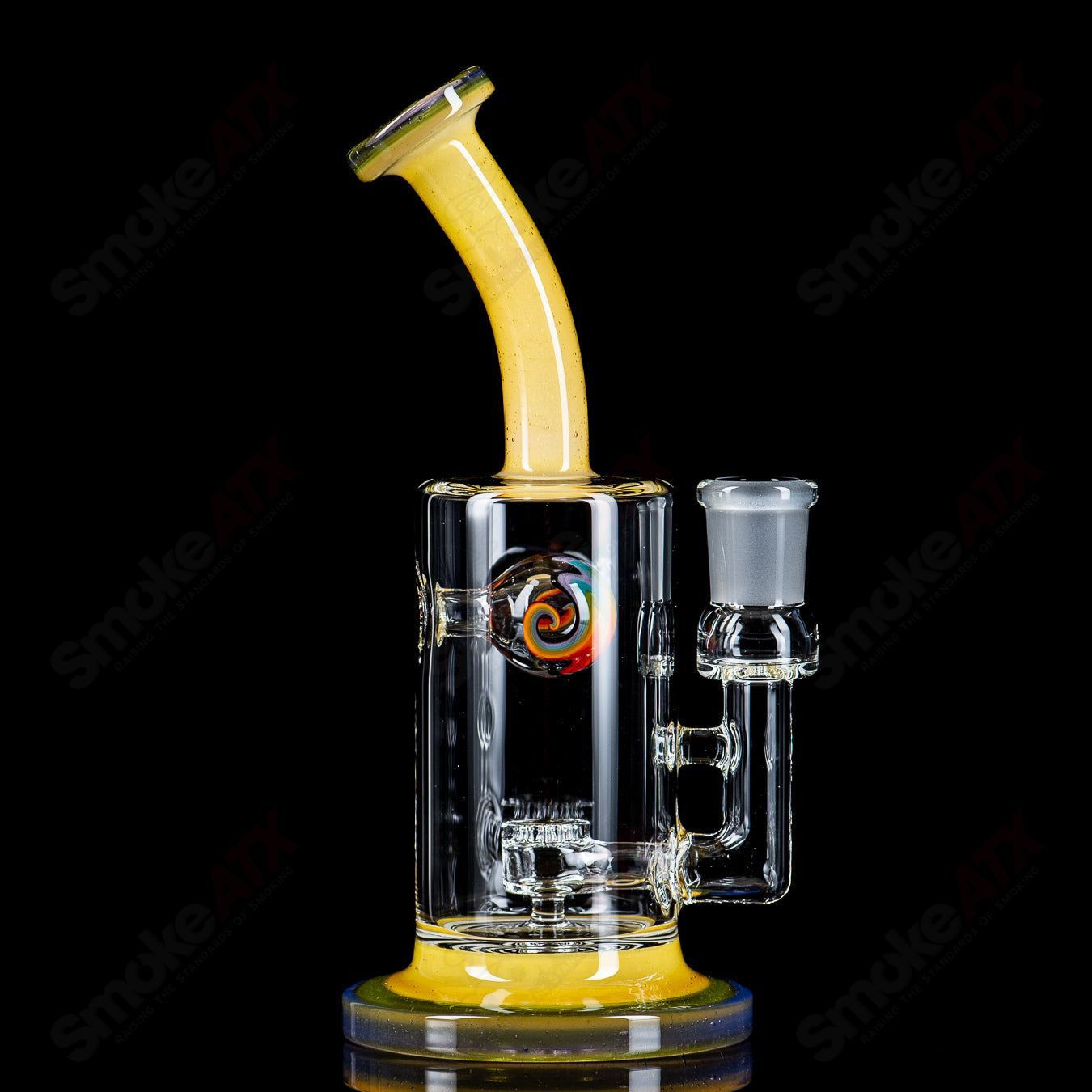 Toro Glass 14mm Jetperc full-color foot/mouthpiece for concentrate rig, featuring vibrant glasswork and intricate design details.