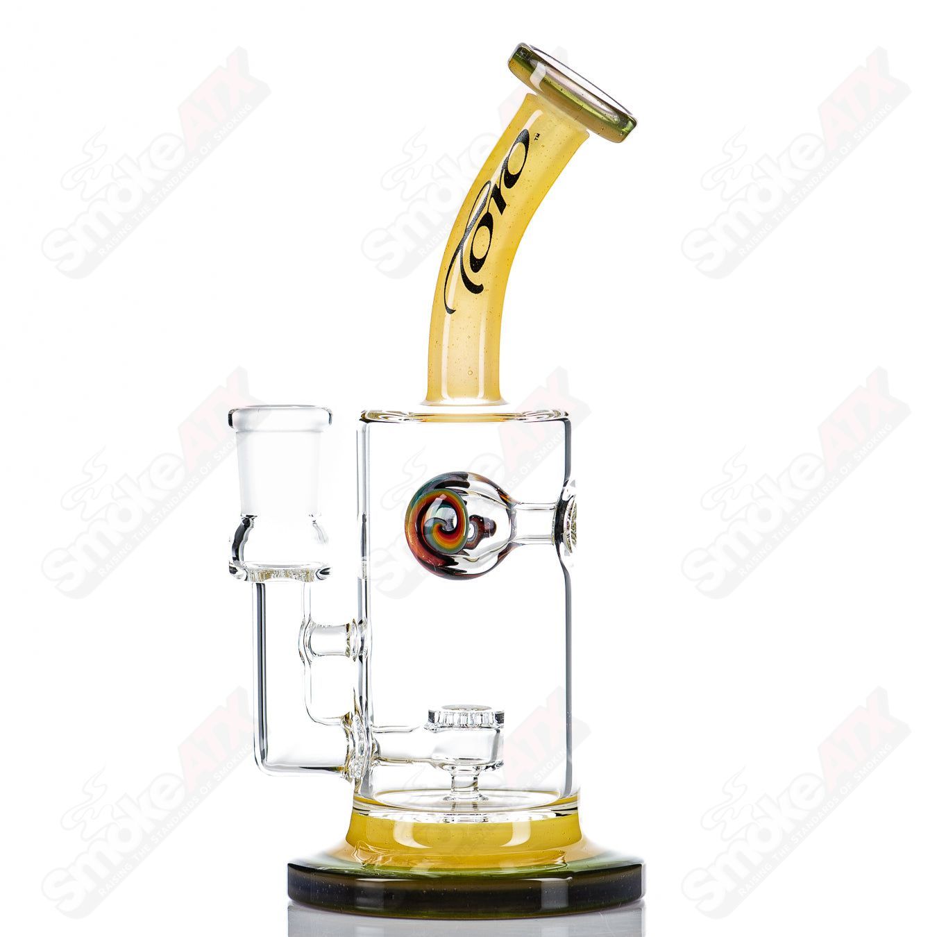 Toro Glass 14mm Jetperc full-color foot/mouthpiece for concentrate rig, featuring vibrant design and high-quality heady glass craftsmanship.