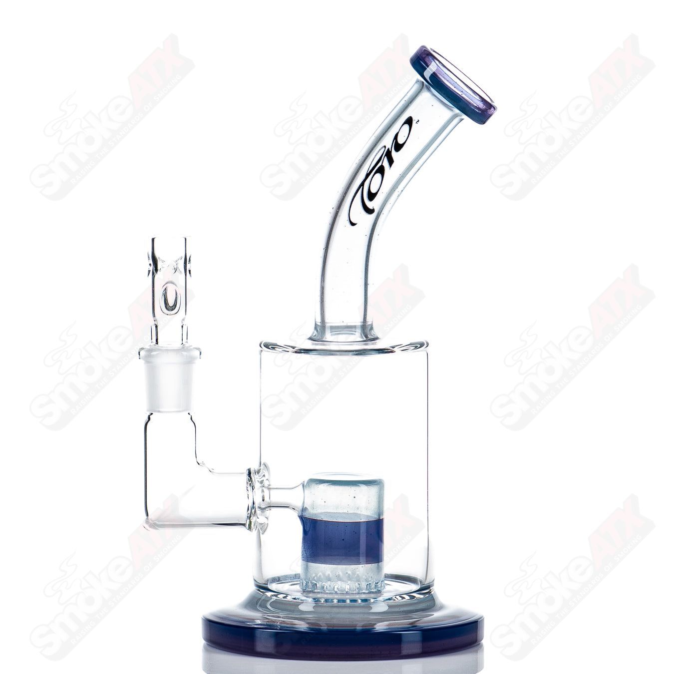 Toro Glass 14mm single froth concentrate rig with clear glass and intricate design, ideal for vaporizing concentrates.