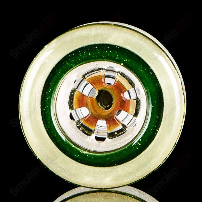 Mobius 14mm UV color elements multi-hole glass bowl for vaporizer, featuring vibrant UV-reactive design and multiple holes.