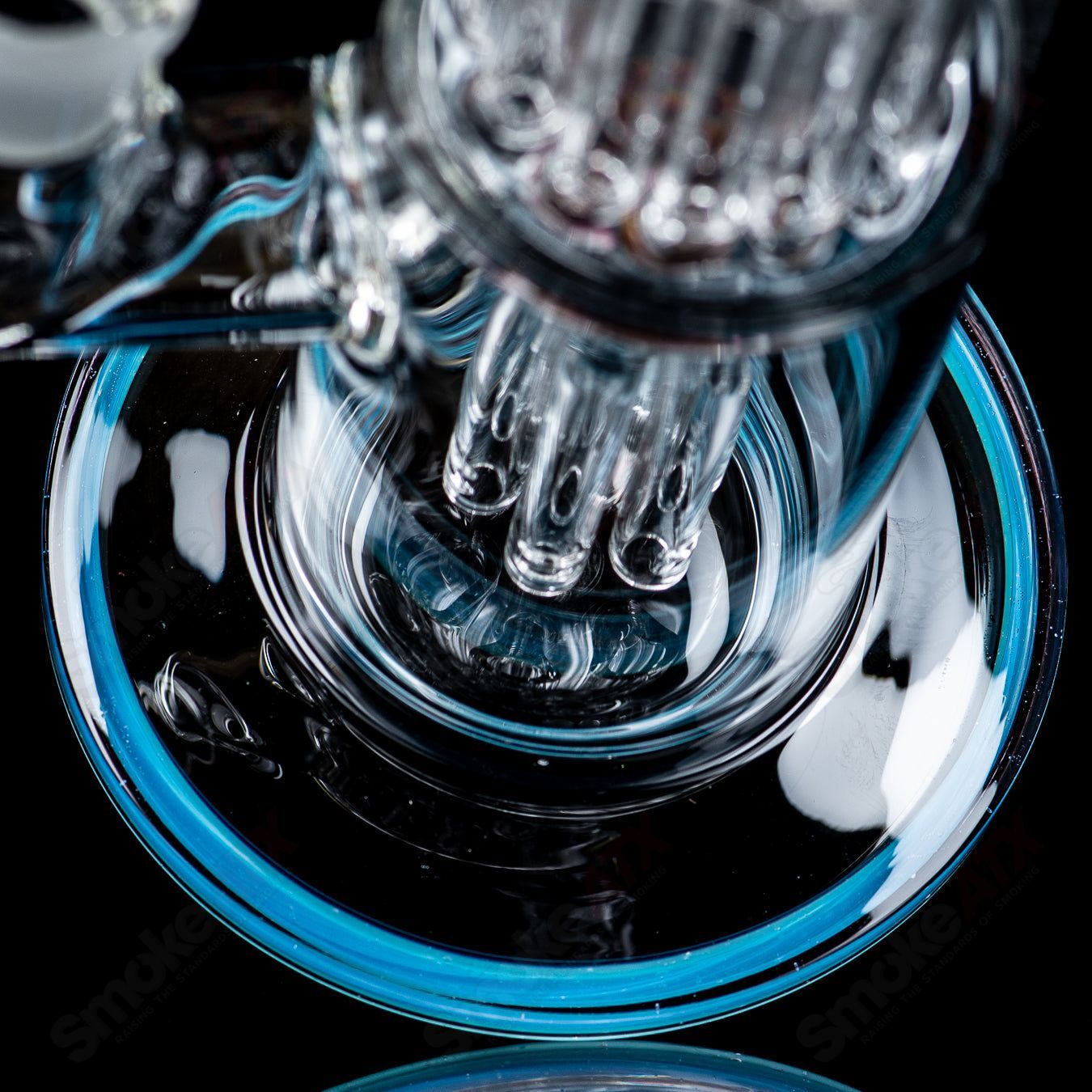 Toro 18mm 7/13 arm perc straight glass tube with worked sections, designed for smooth filtration and optimal smoking experience.