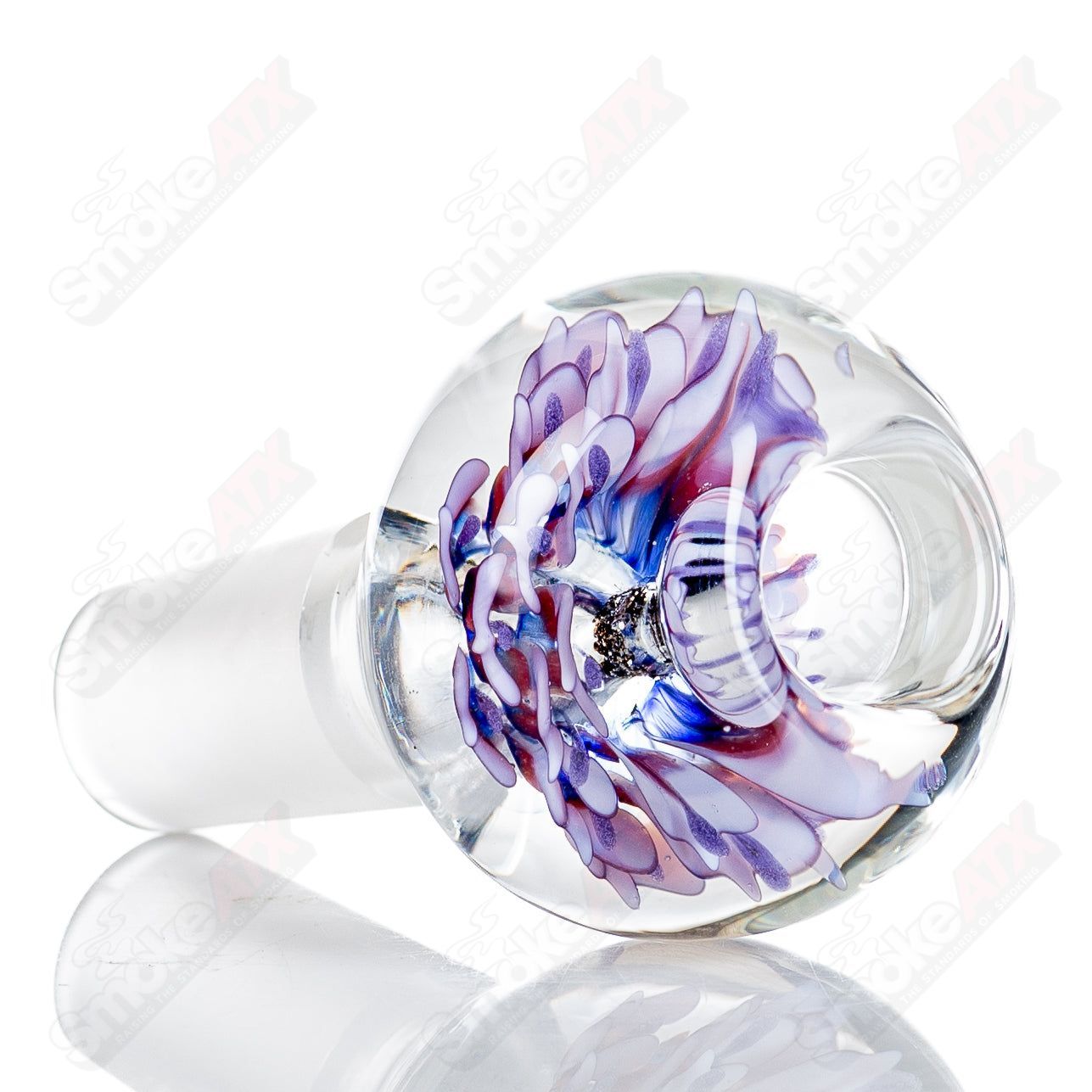 18mm flower marble glass bowl by Swan Glass, heady glass piece with colorful floral design and smooth rounded shape.