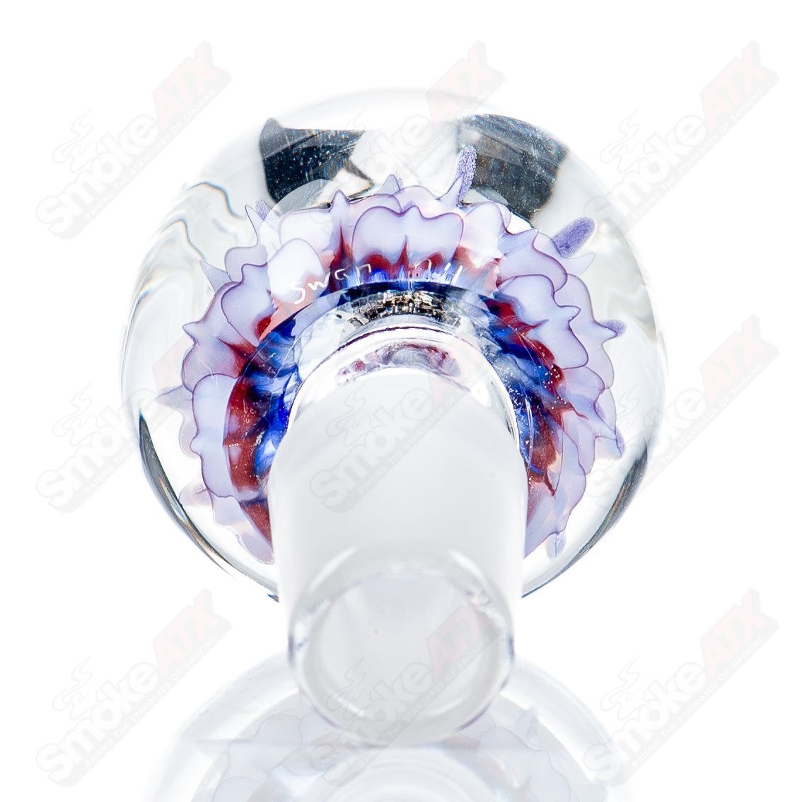 18mm Flower Marble Bowl by Swan Glass, a colorful heady glass bowl with floral and marble design, showcasing intricate glasswork.