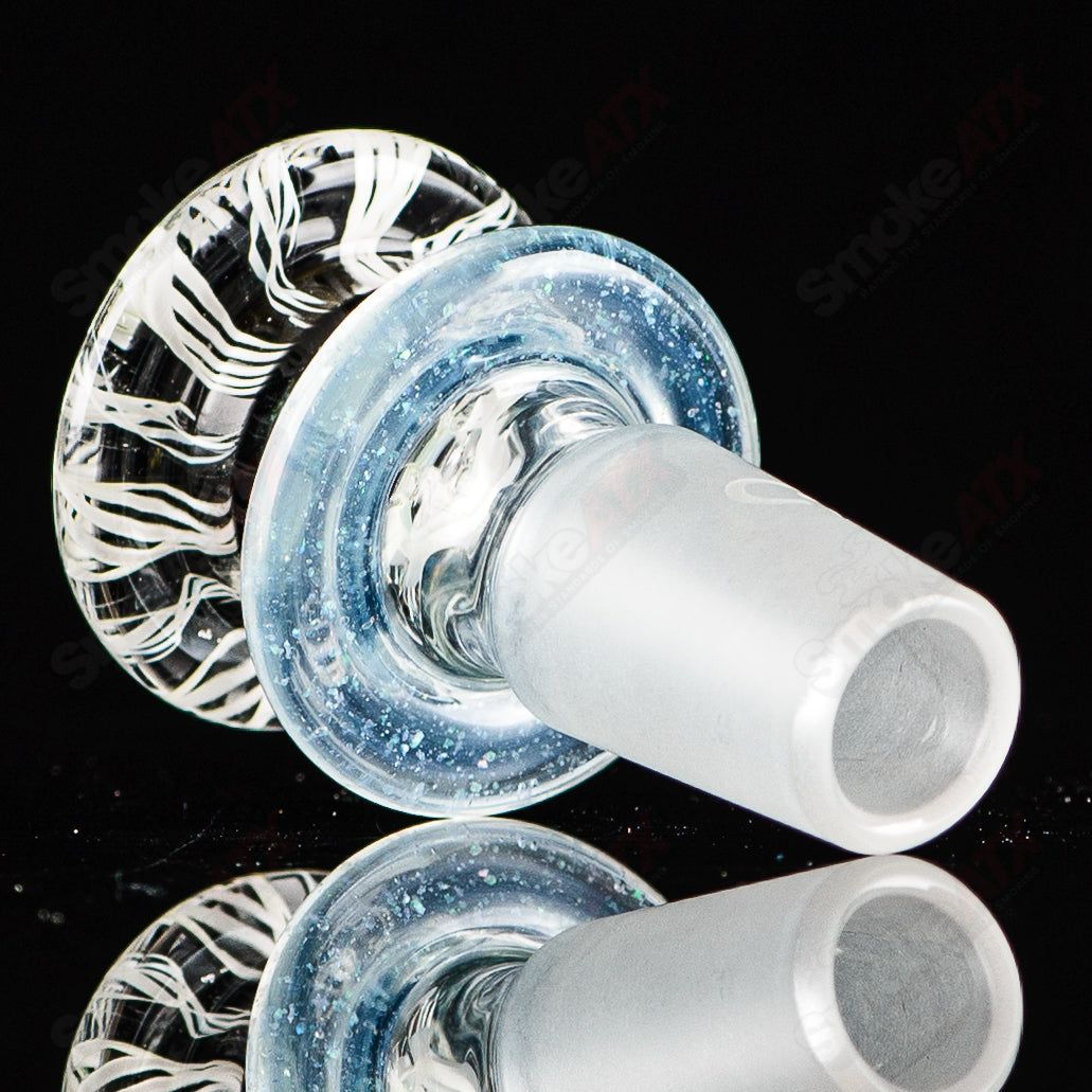 Mobius 19mm UV color elements multi-hole bowl for heady glass, featuring vibrant UV-reactive accents and multiple airflow holes.