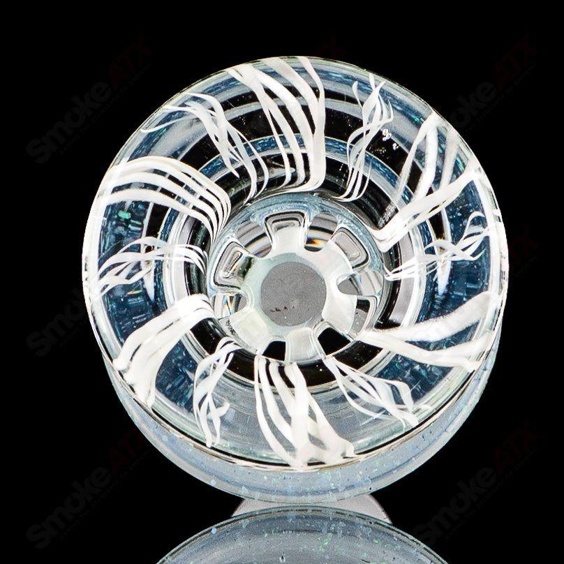 Mobius 19mm UV Color Elements Multi Hole Bowl, Heady Glass piece with vibrant UV-reactive colors and multiple airflow holes.