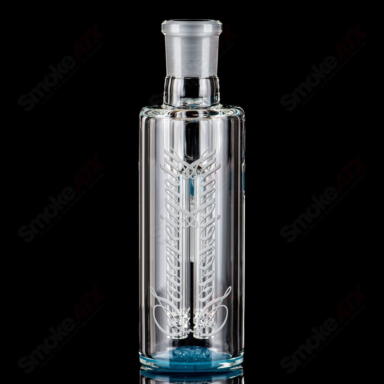 Sovereignty Glass 4-arm color accent ash catcher with vibrant glass accents and clear glass arms for filtration.