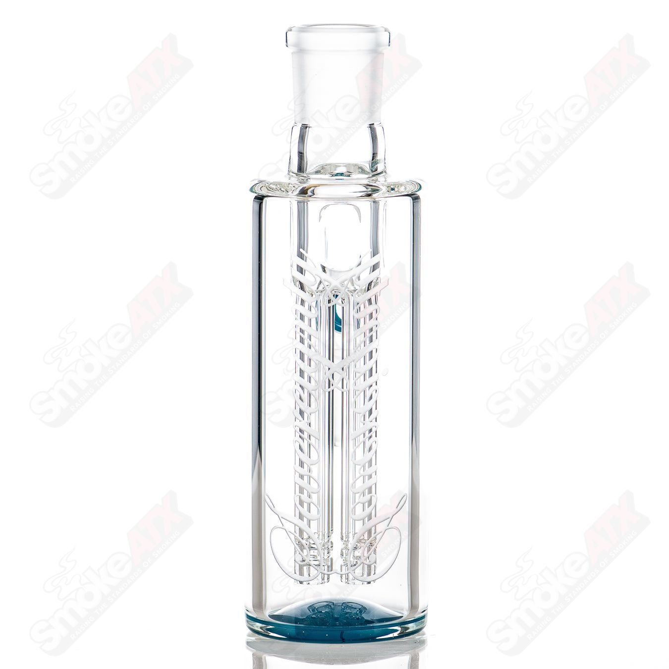 Sovereignty Glass 4-arm color accent ash catcher with vibrant glass accents and clear glass components for smooth filtration.