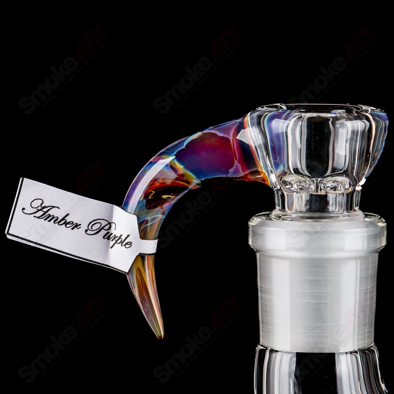 Sovereignty Glass 44x4 fixed straight tube with partial accent design, clear glass with colorful accents, cylindrical shape