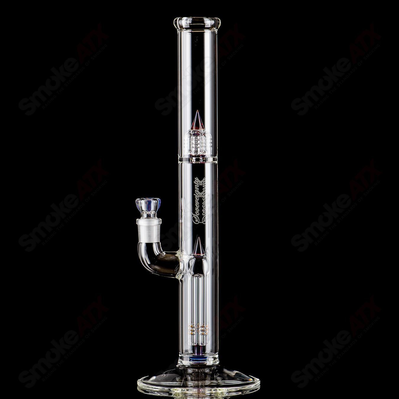 Sovereignty Glass 44x4 fixed 4-partial accent straight tube in clear glass, showcasing smooth cylindrical design with subtle accents.