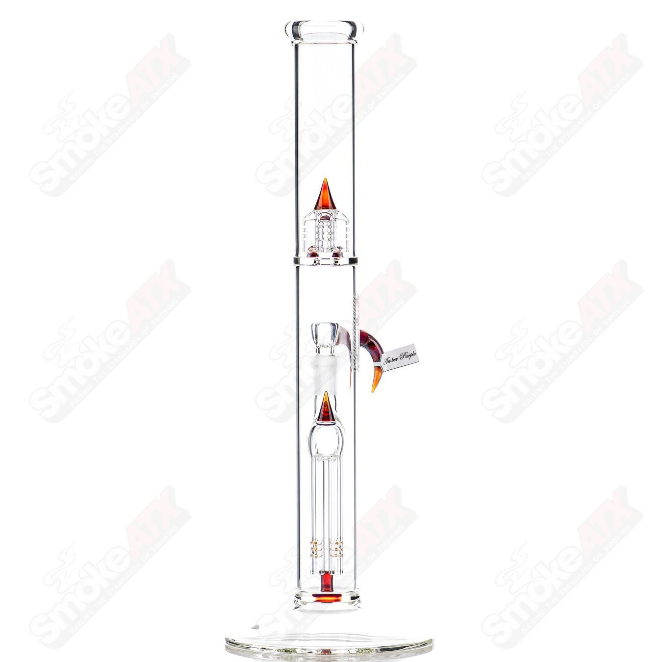 Sovereignty Glass 44x4 fixed straight glass tube with partial accent design, showcasing clear, cylindrical shape and smooth finish.