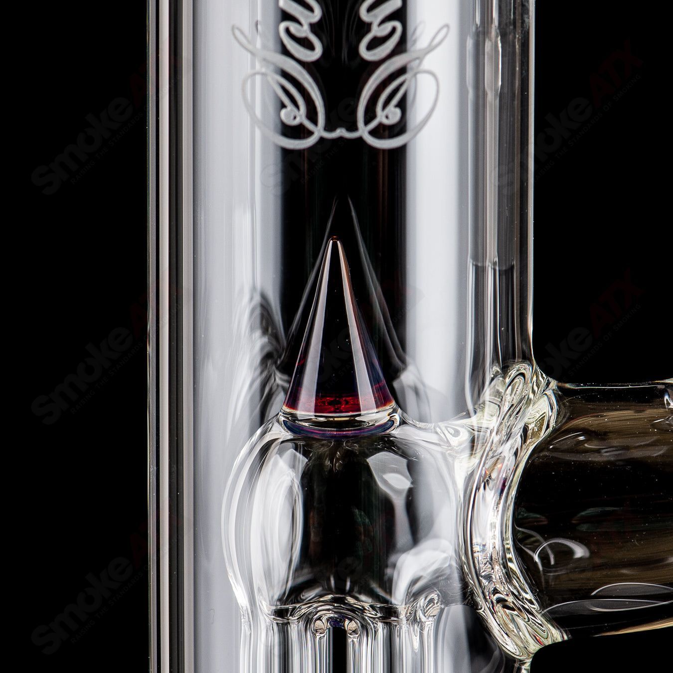 Sovereignty Glass 44x4 fixed 4 partial accent straight tube, clear glass pipe with decorative accents.