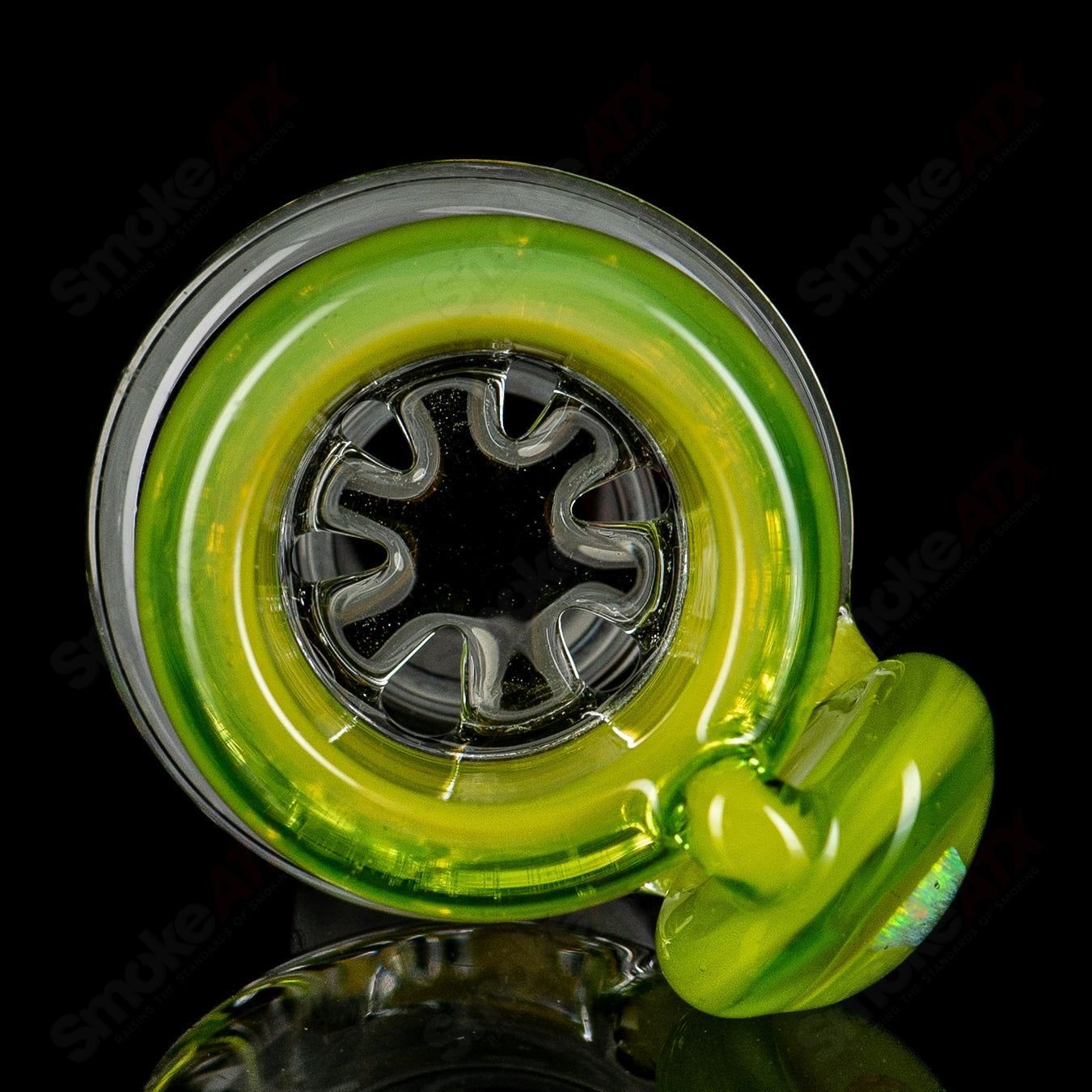 Mobius 45T Tall Stereo Matrix V1 glass waterpipe with intricate design and clear glass construction.