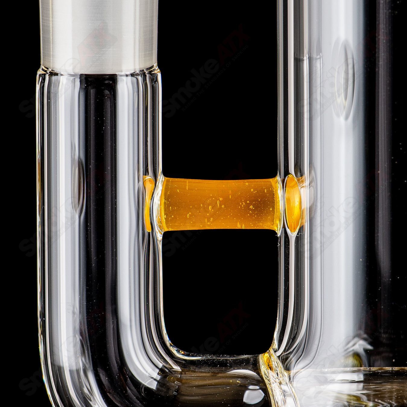 Sovereignty Glass 50x5 Jumbo Downgrid Stemline Straight Tube with partial accent and millie pattern, clear glass design.