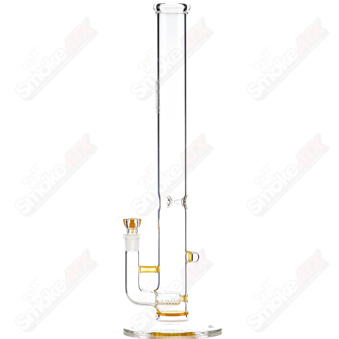 Sovereignty Glass 50x5 Jumbo Downgrid Stemline partial accent straight tube with Millie Sovereignty design, clear glass with colorful accents.